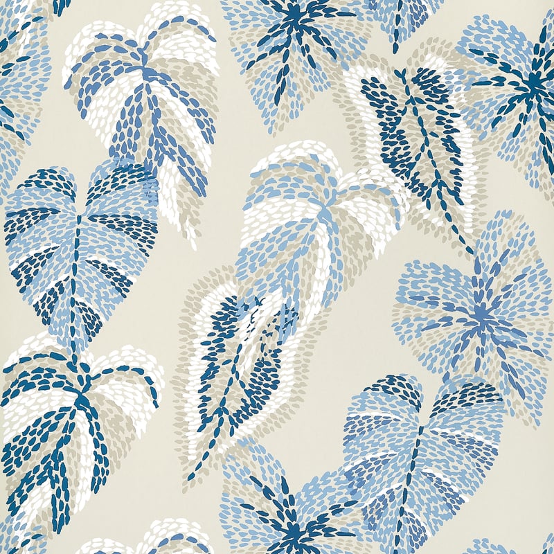 T15865 Thibaut Blue and Beige Wallpaper