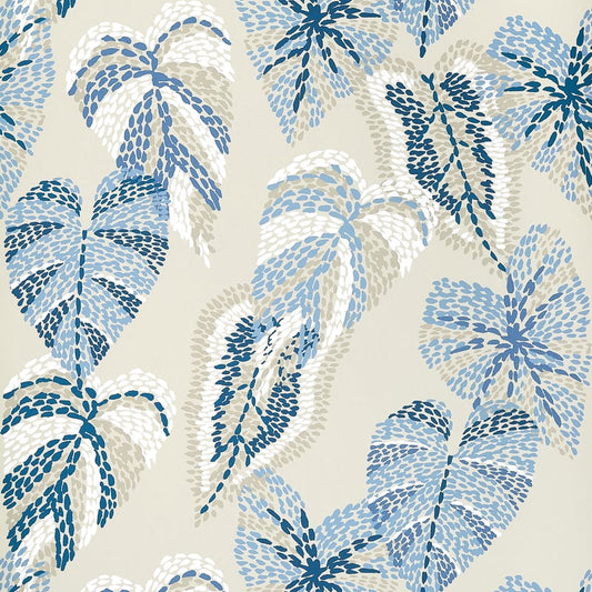 T15865 Thibaut Blue and Beige Wallpaper