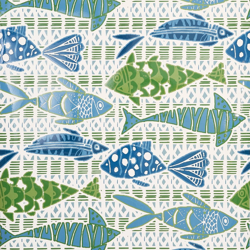 T15870 Thibaut Blue and Green Wallpaper