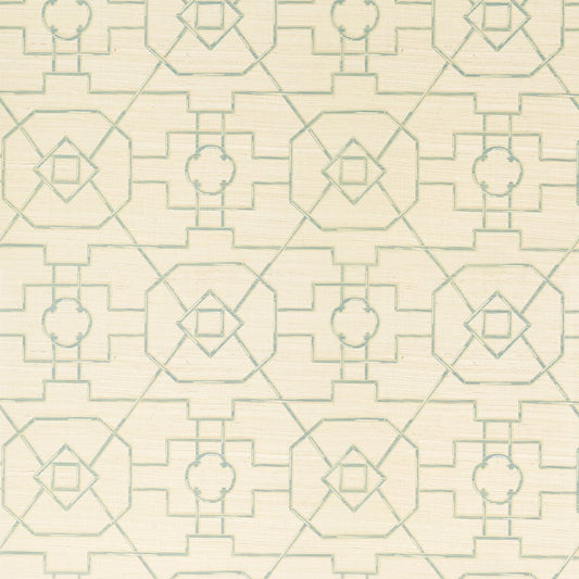 T41152 Thibaut Cream and Aqua Wallpaper