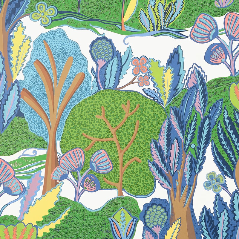 T45009 Thibaut Green and Blue Wallpaper