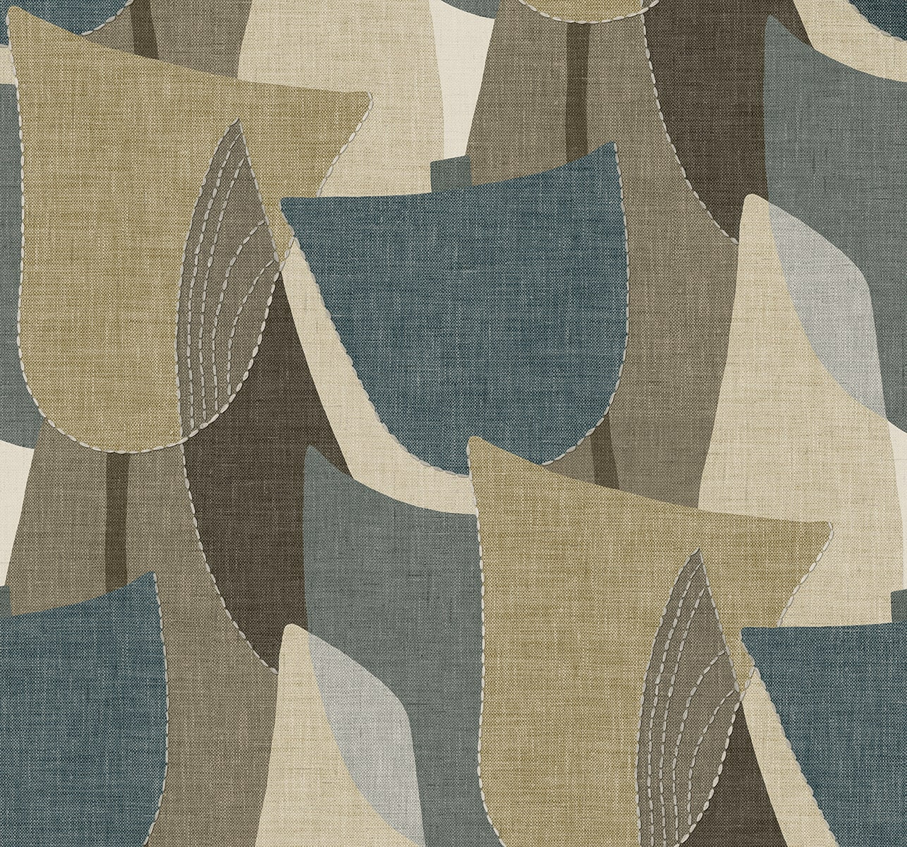 TH90005 Seabrook Designs Fibers and Threads Wallpaper Mosley Tulips Jeans