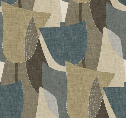 TH90005 Seabrook Designs Fibers and Threads Wallpaper Mosley Tulips Jeans