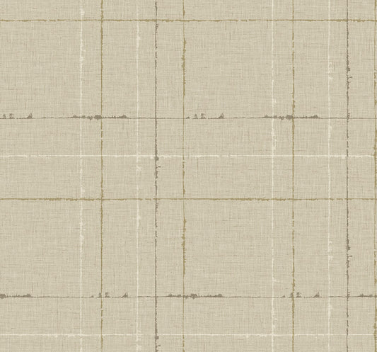 TH90103 Seabrook Designs Fibers and Threads Wallpaper Gorton Plaid Papyrus