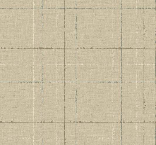 TH90105 Seabrook Designs Fibers and Threads Wallpaper Gorton Plaid Hazel