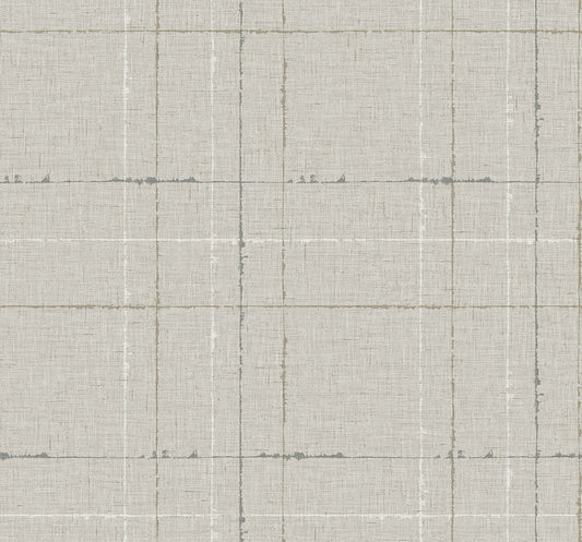 TH90108 Seabrook Designs Fibers and Threads Wallpaper Gorton Plaid Pebble