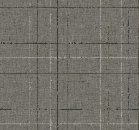 TH90110 Seabrook Designs Fibers and Threads Wallpaper Gorton Plaid Mocha