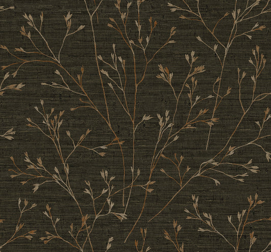 TH90306 Seabrook Designs Fibers and Threads Wallpaper Withington Branch Coffee