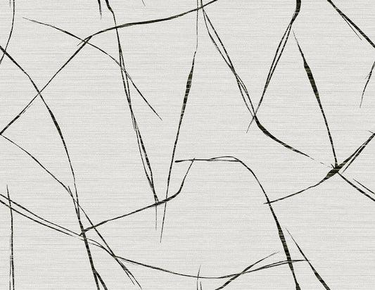 TH91900 Seabrook Designs Fibers and Threads Wallpaper Davenport Sketch Black Ice