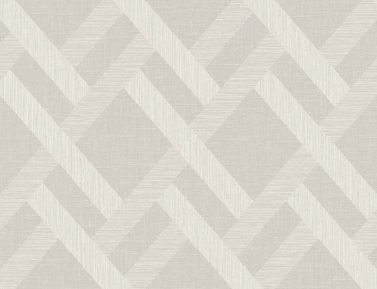 TS80805 Seabrook Designs Even More Textures Wallpaper Linen Trellis Morning Fog