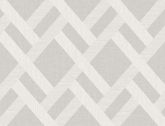 TS80808 Seabrook Designs Even More Textures Wallpaper Linen Trellis Pavestone