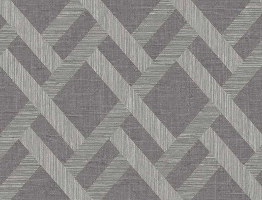 TS80818 Seabrook Designs Even More Textures Wallpaper Linen Trellis Ash