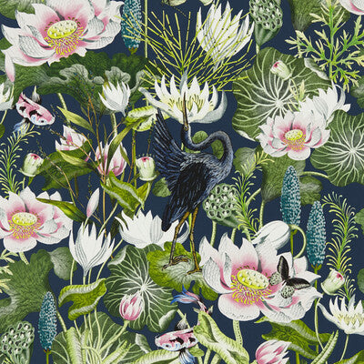 W0137/04-CAC WATERLILY WP MIDNIGHT CLARKE AND CLARKE Wallpaper