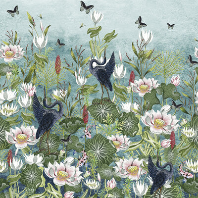 W0138/01-CAC WATERLILY BANNER WP MARINE CLARKE AND CLARKE Wallpaper