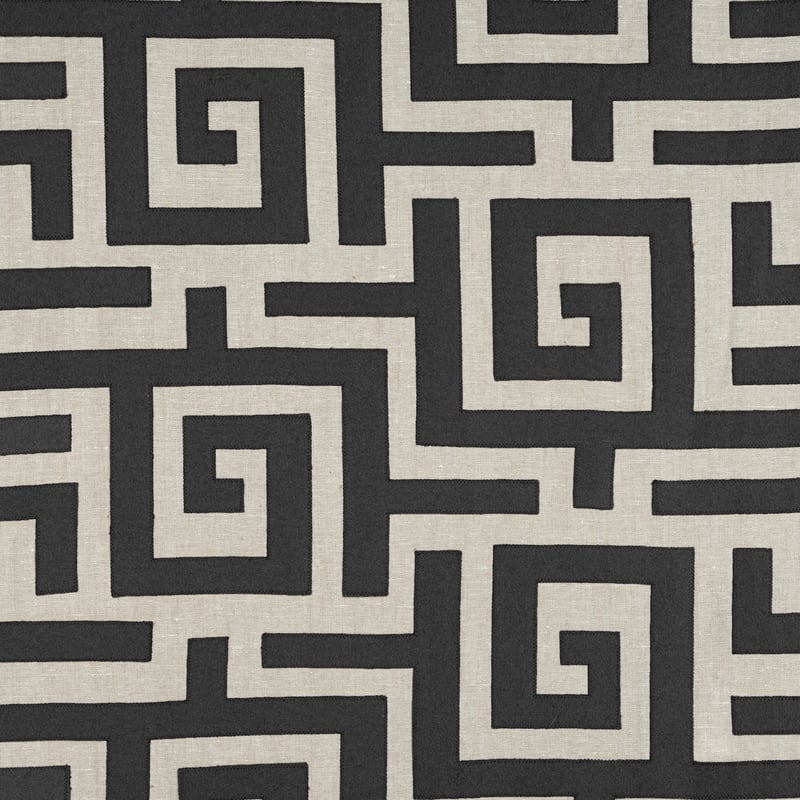 W713221 Thibaut Black on Natural Fabric