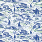 W73525 Thibaut Marine and Apple Green Fabric