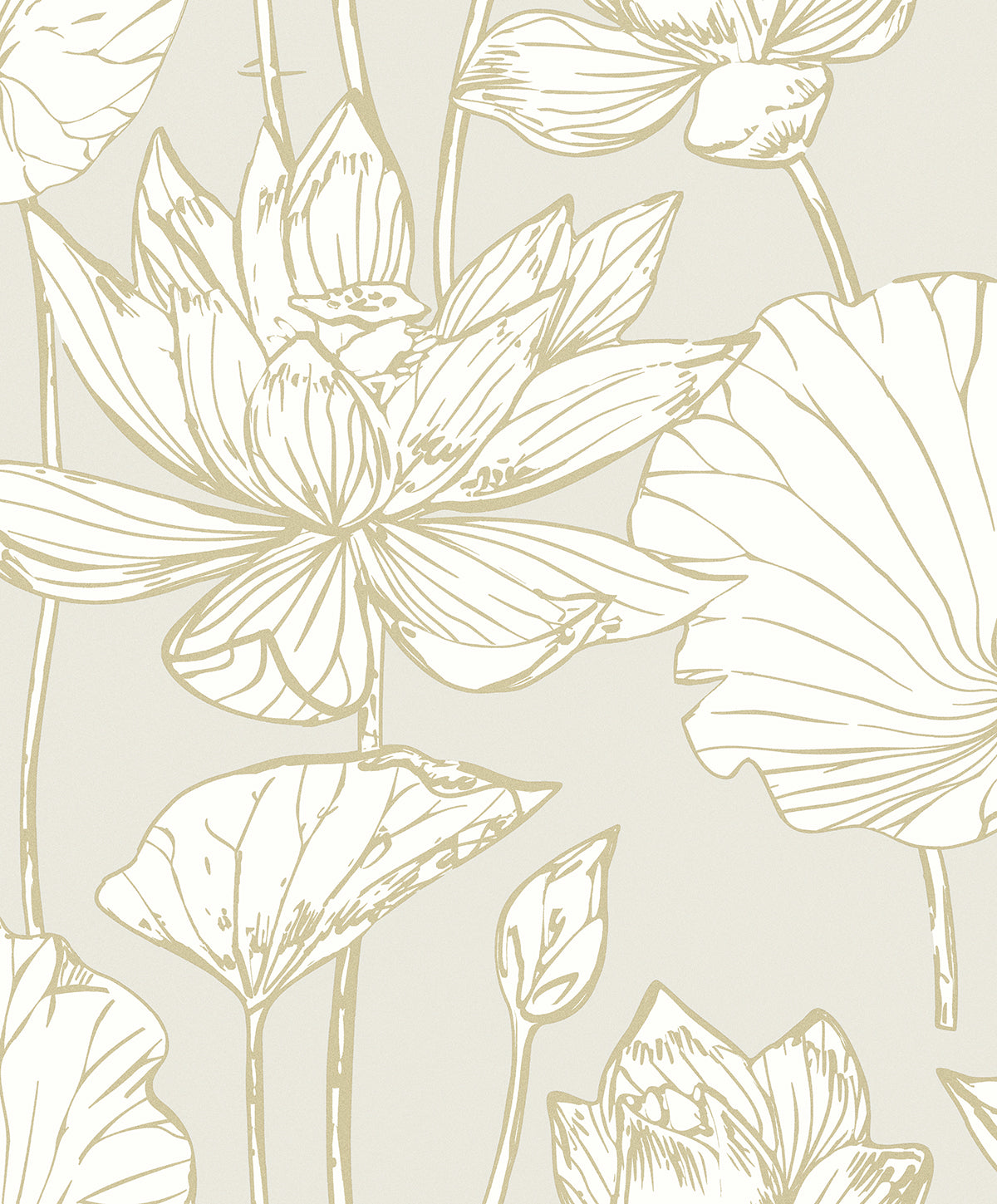 WH40706 Seabrook Designs Piano Wallpaper Viola Floral Neutral & Metallic Gold