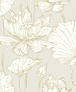 WH40706 Seabrook Designs Piano Wallpaper Viola Floral Neutral & Metallic Gold