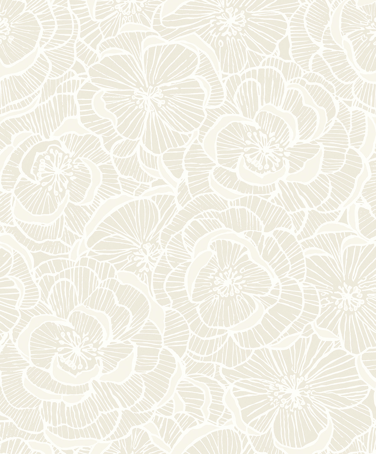 WH40805 Seabrook Designs Piano Wallpaper Alejandra Floral Metallic Almond & Cream