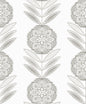 WH41108 Seabrook Designs Piano Wallpaper Belle Floral Stripe Smoke
