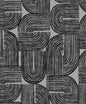 WH41300 Seabrook Designs Piano Wallpaper Piper Geometric Metallic Silver Sea & Black