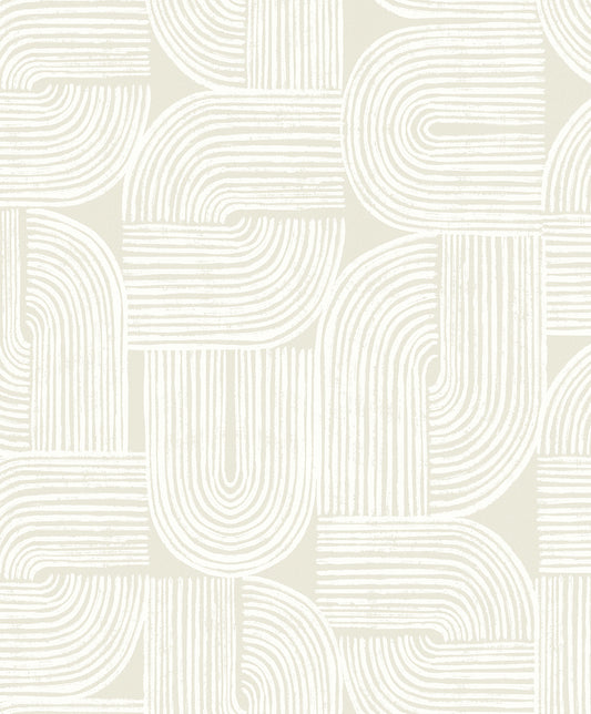 WH41320 Seabrook Designs Piano Wallpaper Piper Geometric Metallic Champagne & Flour