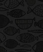 WH41400 Seabrook Designs Piano Wallpaper Cadence Fish Metallic Volcanic Black