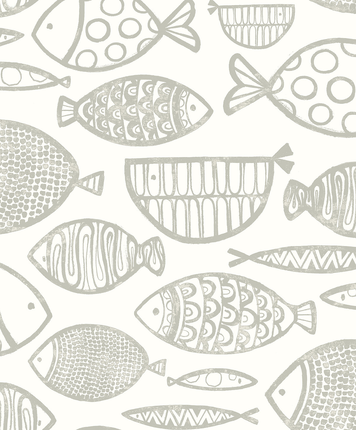 WH41410 Seabrook Designs Piano Wallpaper Cadence Fish Lily Grey