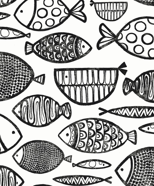 WH41420 Seabrook Designs Piano Wallpaper Cadence Fish Contrast