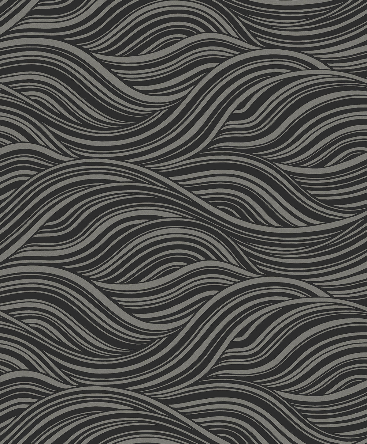 WH41700 Seabrook Designs Piano Wallpaper Melody Waves Metallic Charcoal & Black