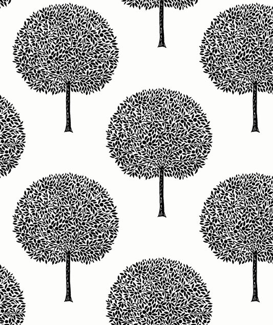 WH41800 Seabrook Designs Piano Wallpaper Demi Trees Alabaster & Contrast