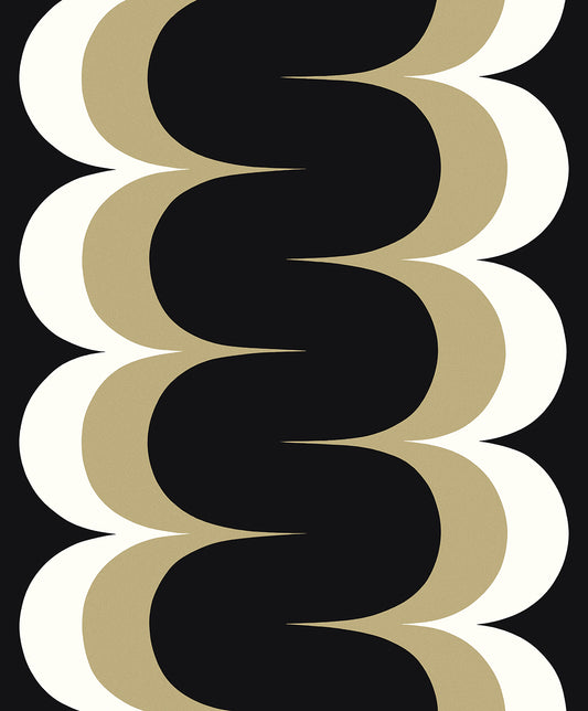 WH42005 Seabrook Designs Piano Wallpaper Mandolin Geometric Stripe Black & Metallic Golden Straw