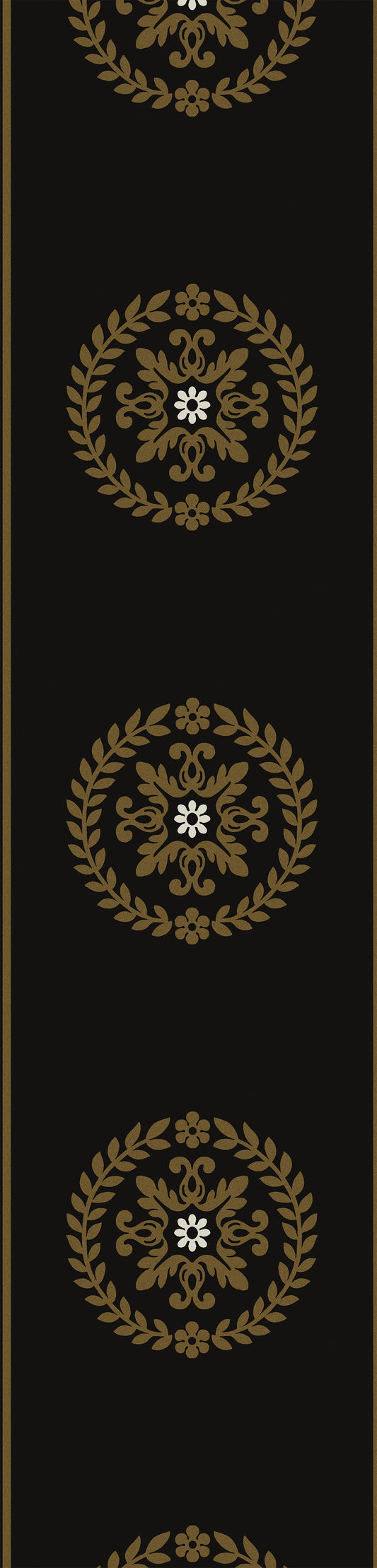 WH42206 Seabrook Designs Piano Wallpaper Ronan Medallion Border Black & Metallic Gold