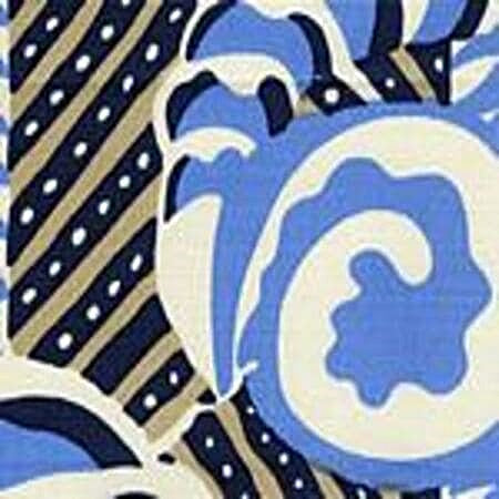AC100-12 FERNS Blues Beige on Tint Quadrille Fabric