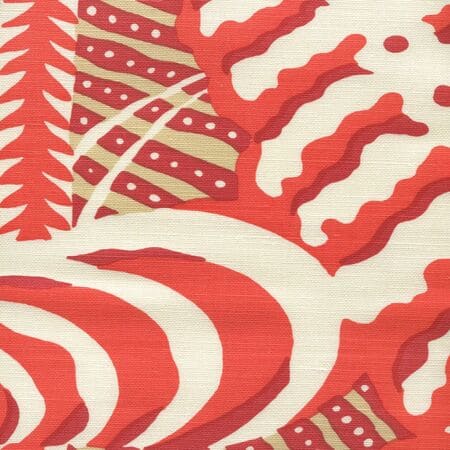 AC100-14 FERNS Orange Beige Red on Tint Quadrille Fabric