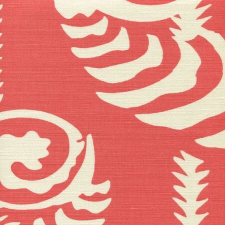 AC101R-04 FERNS UNI REVERSE Coral on Tint Quadrille Fabric