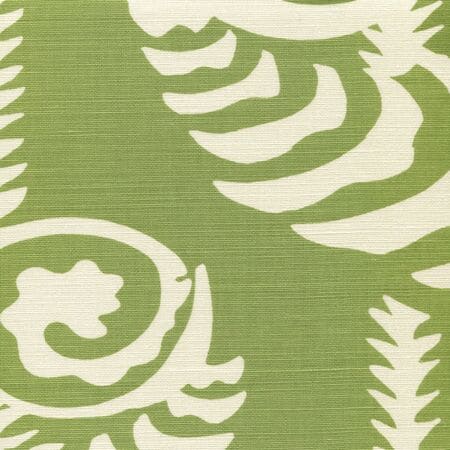 AC101R-05 FERNS UNI REVERSE Jungle Green on Tint Quadrille Fabric