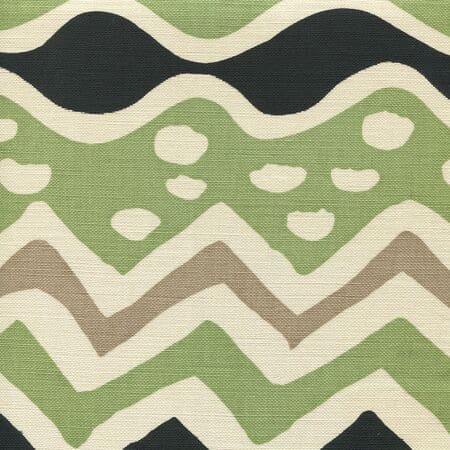 AC103-19 CAP FERRAT Jungle Green Taupe with Black on Tint Quadrille Fabric