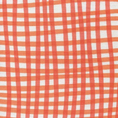 AC105-5WLC COUNTRY CHECK Orange Tangerine on White Quadrille Fabric