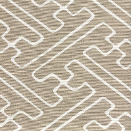 AC207-21 SAYA GATA Pale Taupe on White Quadrille Fabric