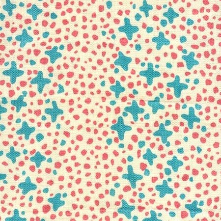 AC220-01 JACKS II Turquoise Pink Dots on Tint Quadrille Fabric