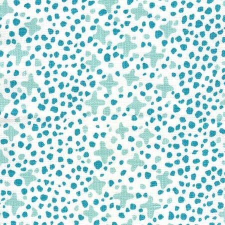 AC220-10W JACKS II French Green Turquoise Dots on White Quadrille Fabric
