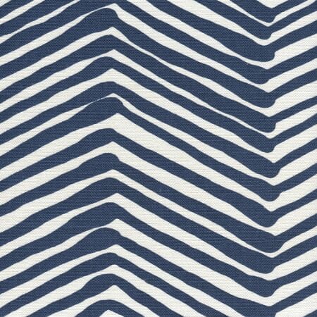 AC302-18W ZIG ZAG Navy on White Quadrille Fabric