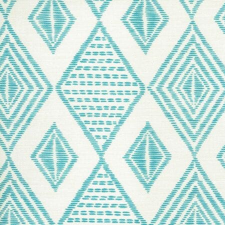 AC850-03 SAFARI EMBROIDERY Medium Turquoise on Tint Quadrille Fabric