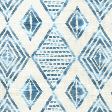 AC850-05 SAFARI EMBROIDERY French Blue on Tint Quadrille Fabric