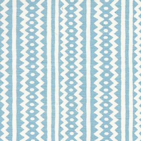 AC935-11 RIC RAC Pale Sky Blue On Tinted Linen Cotton Quadrille Fabric