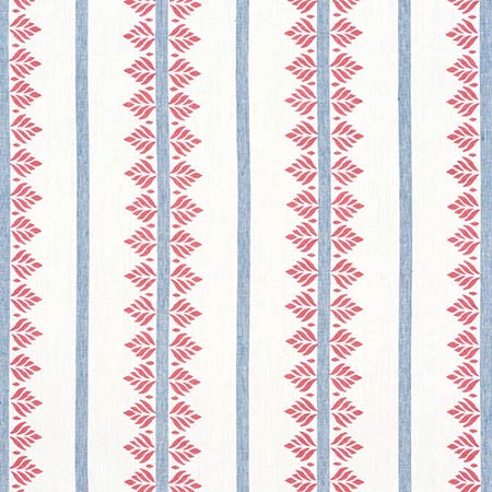 AF15105 FERN STRIPE Red and Blue Anna French Fabric