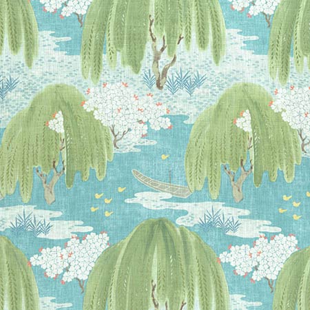 AF23109 WILLOW TREE Turquoise Anna French Fabric