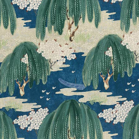 AF23110 WILLOW TREE Navy Anna French Fabric