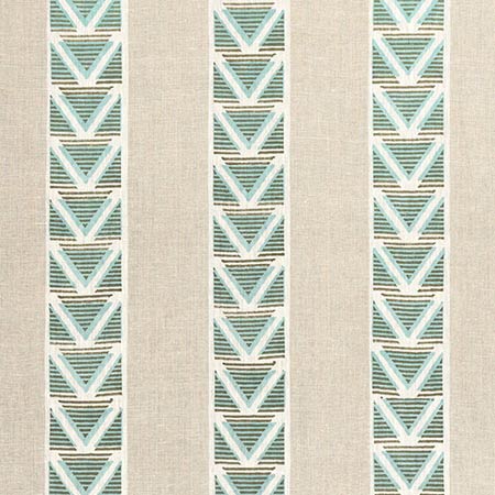 AF23121 BURTON STRIPE Linen and Turquoise Anna French Fabric